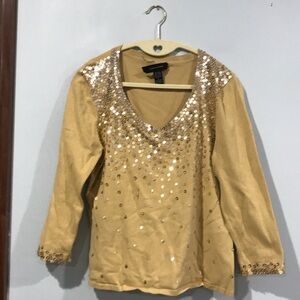 Elegant Gold Sequin Women's Blouse